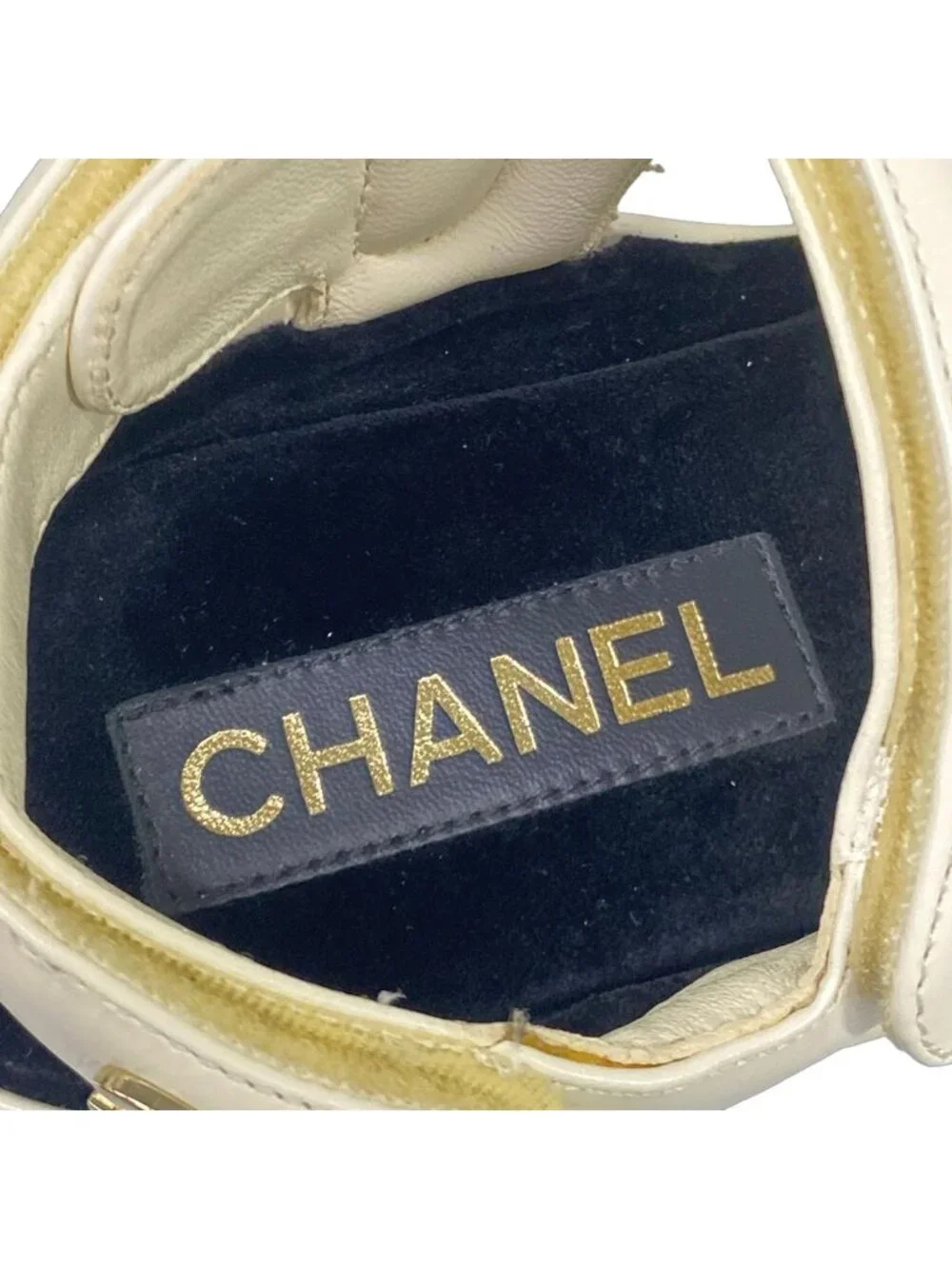 Chanel Sandals 35 C Ivory CC Logo Wedge Sole